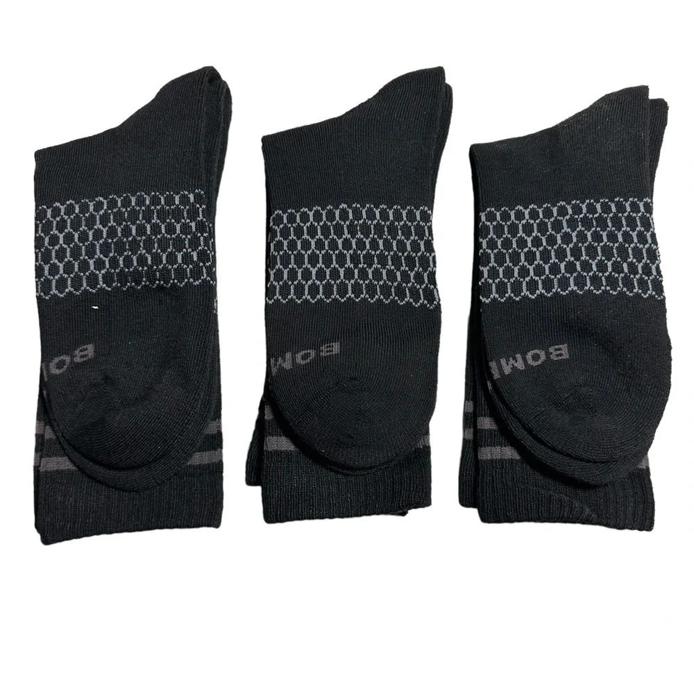 Bombas Men's Black Solids Calf Socks Honeycomb. Sz: M